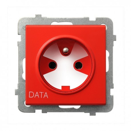 SONATA Gniazdo pojedyncze z uziemieniem DATA, z kluczem uprawniającym, bez ramki, czerwony GP-1RZK/m