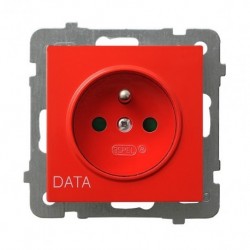 AS Gniazdo pojedyncze z uziemieniem DATA, z przesłonami torów prądowych, bez ramki, czerwony GP-1GZDP/m/00