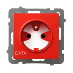 AS Gniazdo pojedyncze z uziemieniem DATA, z kluczem uprawniającym, bez ramki, czerwony GP-1GZK/m/00