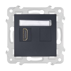 BELLA Gniazdo pojedyncze typu HDMI bez ramki, kolor czarny mat GPA-1BLH/M.CZ