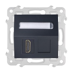 BELLA Gniazdo pojedyncze typu HDMI skośne bez ramki, kolor czarny mat GPA-1BLH/S/M.CZ