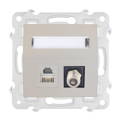 BELLA Gniazdo komputerowo RJ45 + antenowe F skośne bez ramki, kolor kaszmir GPKA-BL/S/M.KS