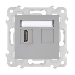 BELLA Gniazdo pojedyncze typu HDMI bez ramki, kolor popiel mat GPA-1BLH/M.PO