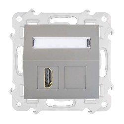 BELLA Gniazdo pojedyncze typu HDMI skośne bez ramki, kolor popiel mat GPA-1BLH/S/M.PO