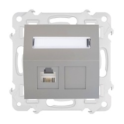 BELLA Gniazdo komputerowe pojedyncze skośne FOREX bez ramki, kolor popiel mat GPK-1BL/F/S/M.PO