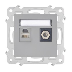 BELLA Gniazdo komputerowo RJ45 + antenowe F bez ramki, kolor popiel mat GPKA-BL/M.PO