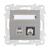 BELLA Gniazdo komputerowo RJ45 + antenowe F skośne bez ramki, kolor popiel mat GPKA-BL/S/M.PO