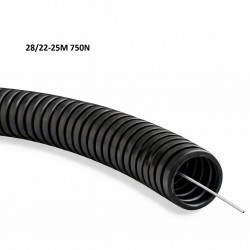 Rura elektroinstalacyjna karbowana z pilotem PVC 750N 28/22-25M