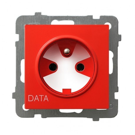 AS Gniazdo pojedyncze z uziemieniem DATA, z kluczem uprawniającym, bez ramki, czerwony GP-1GZK/m/00